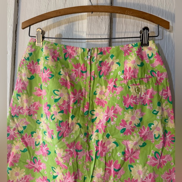 Vintage Lilly Pulitzer Skirt Pink/Green Floral w/ Rhinos Cotton Lined: Size 6 - Picture 6 of 16